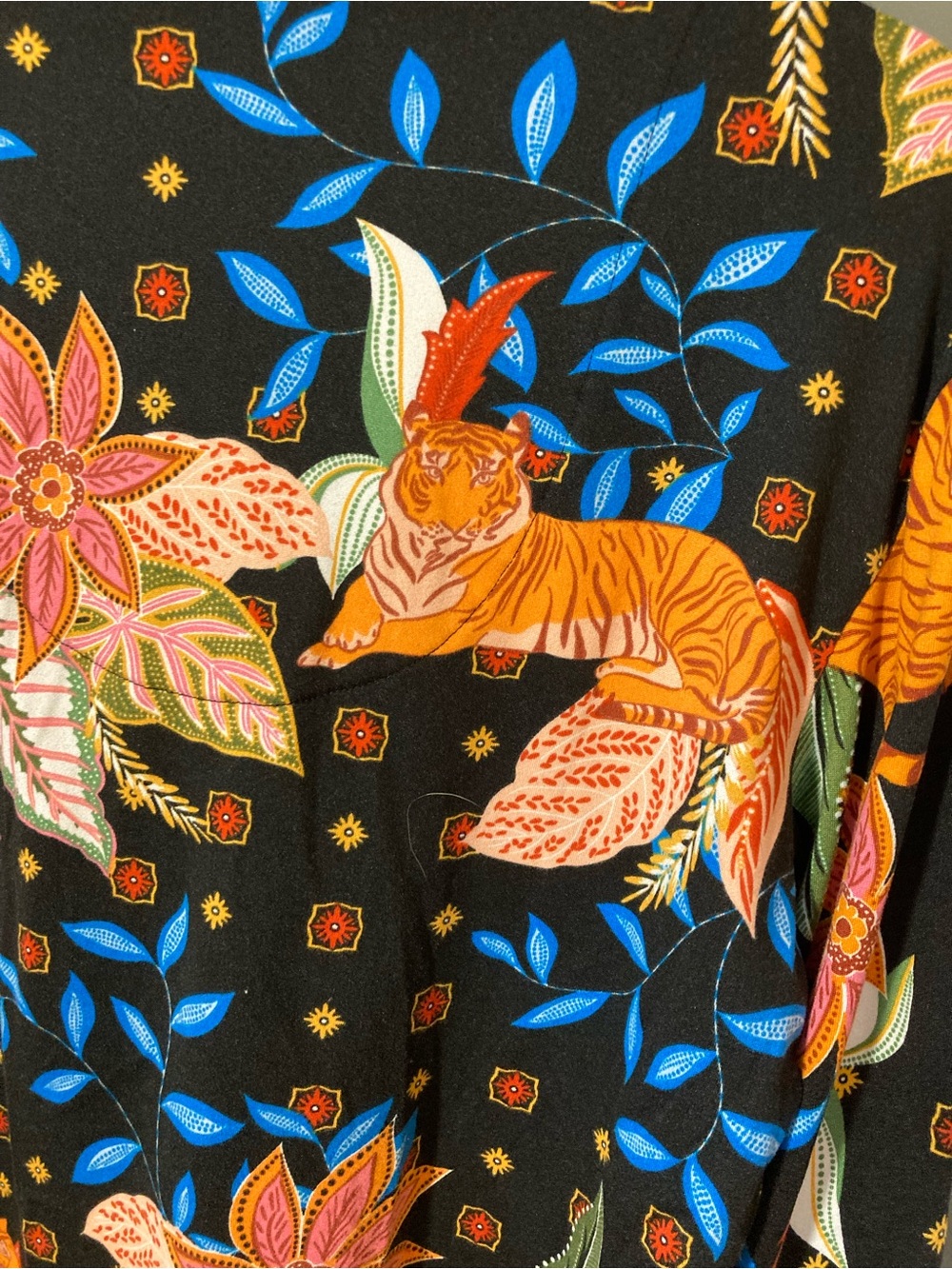 Room Service Sleepwear Tiger & Floral Pajama Set - Black/Orange - M - Picture 5 of 16